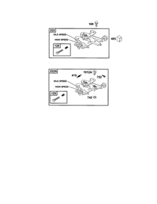 Bracket Control Diagram and Parts List for 185400-185499 0412-0599 Briggs and Stratton Engine